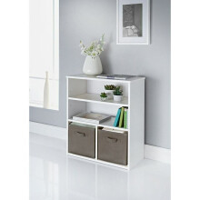 Wooden Storage 2 Shelves 2 Cube Storage Basket Shelving Unit G-0340