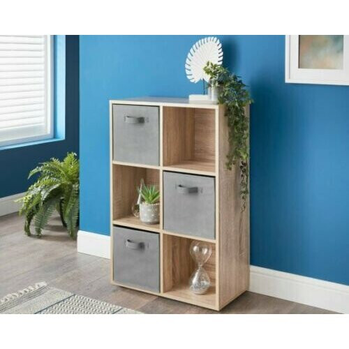 Spot On Dealz 6 Cube 3 Basket-Oak Bookcases, Shelving & Storage G-0341
