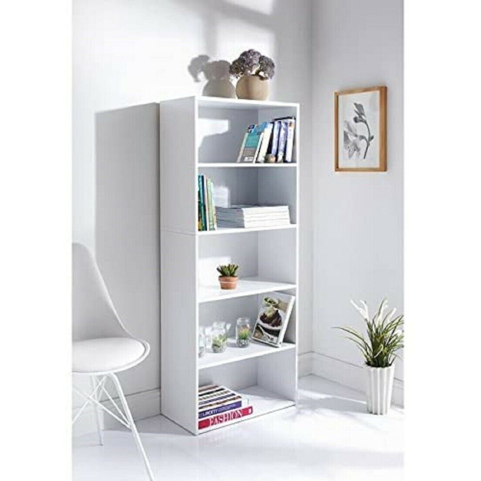 5 Tier Bookcase-White - Bookcases, Shelving & Storage G-0339