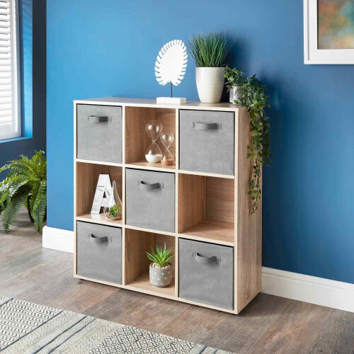 Spot On Dealz 9 Cube 5 Basket-Oak Bookcases, Shelving & Storage G-0342
