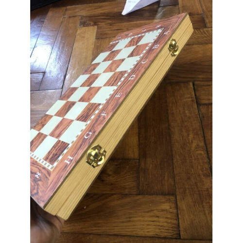 Chess game / backgammon lacquered wood boards 49 x 49 cm 2