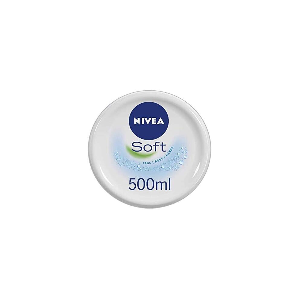 NIVEA Soft (500ml), A Moisturising Cream for Face, Body and Hands with Vitamin E and Jojoba Oil, Hand Cream Moisturises after Using Hand San