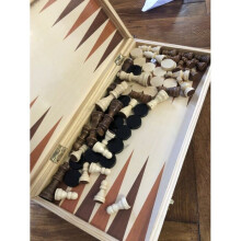 Chess game / backgammon lacquered wood boards 49 x 49 cm
