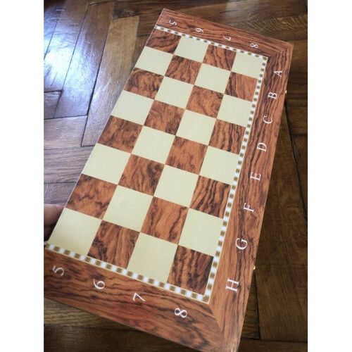Chess game / backgammon lacquered wood boards 49 x 49 cm 1