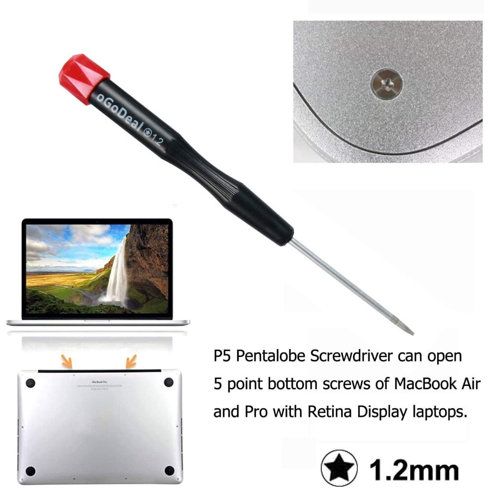 ABMRO iPhone Screwdriver Repair Tool Kit,1.5mm PH000 Phillips,0.8mm Star P2 Pentalobe,Y0.6 Tri-Point Y000 Tri-Wing Screworiver for Apple iPhone X/8/8
