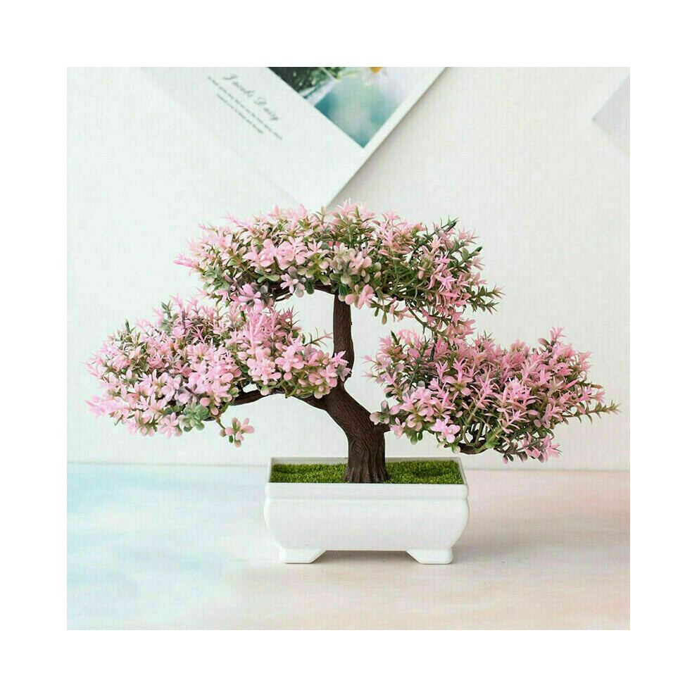 (Pink) Bonsai Artificial Pot Plant Fake Pine Tree Decor