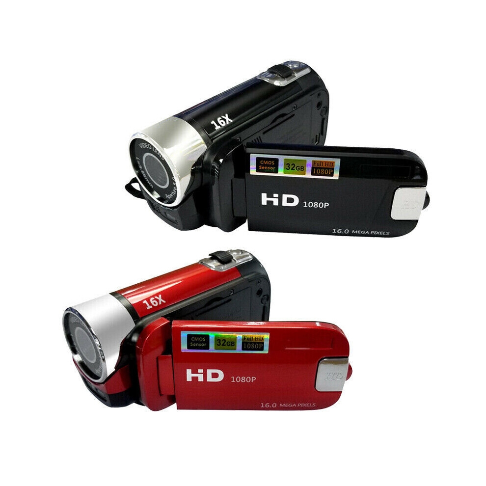 Ranpo ( & Uk Plug) Hd 1080P Digital Video Camera Camcorder 32Gb 16X Zoom Mini Dv Kids Camcorder Red