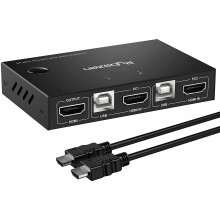 Rybozen KVM HDMI Switch for 2 Computers Share Keyboard, Mouse, Monitor
