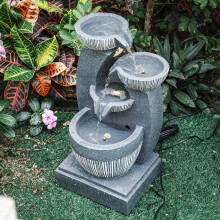 (Electric 220V 4-Bowls 24*22*47cm) 220v Garden Patio Water Feature Cascading Water Fountain w Pump