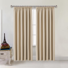 (Cream , 90" x 90") Pencil Pleat Blackout Curtains Bedroom Living Room