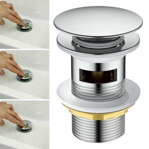 Pop Up Basin Waste Slotted Bathroom Sink Push Button Click Clack Plug Kit