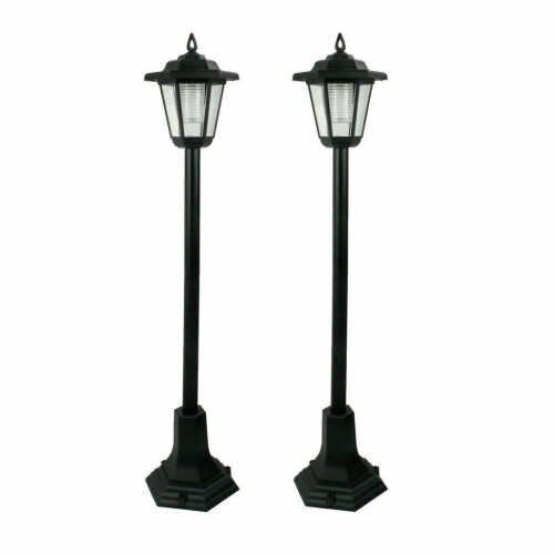 (2) LED Garden Lights Lamp Post Solar Powered Lantern Patio Pathway Walkway Outdoor