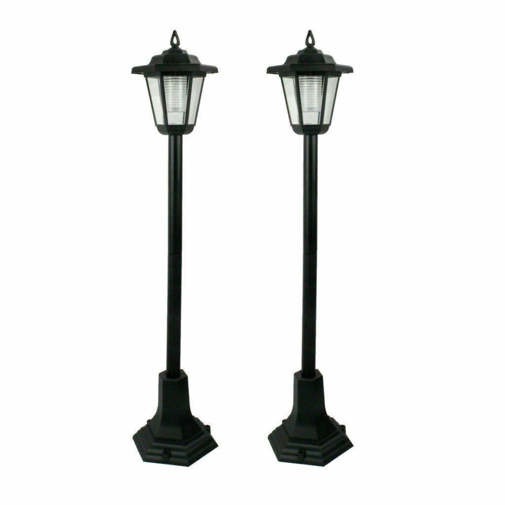 (2) LED Garden Lights Lamp Post Solar Powered Lantern Patio Pathway Walkway Outdoor