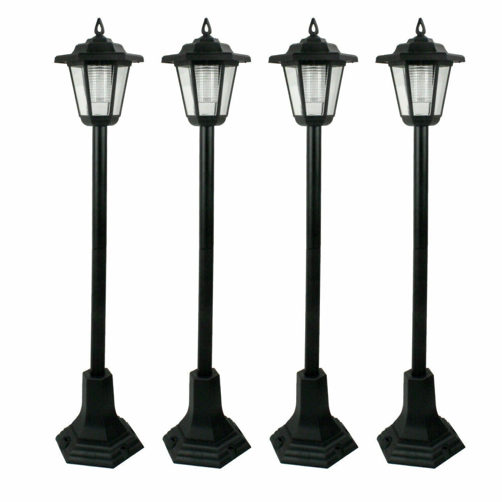 (4) LED Garden Lights Lamp Post Solar Powered Lantern Patio Pathway Walkway Outdoor