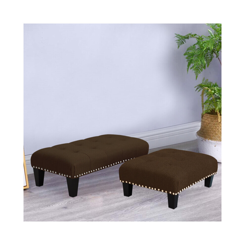 (Large Coffee-71*37*20cm) Foot Rest Pouffe Stool Padded Seat Ottoman Footstool Chair Sofa Bench Stools