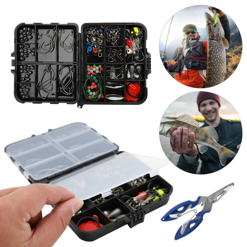 188PCS Fishing Accessories Kit set with Tackle Box Pliers Jig