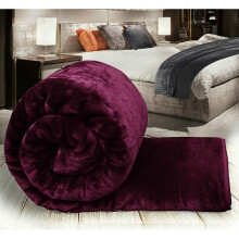 (PURPLE, DOUBLE) Large Blanket Faux Fur Fleece Throw
