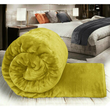 (YELLOW, DOUBLE) Large Blanket Faux Fur Fleece Throw