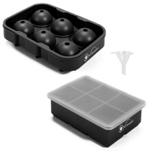 Vinsani 2 Pack Ice Cube Tray Easy-Release Silicone Ice Mould - Black