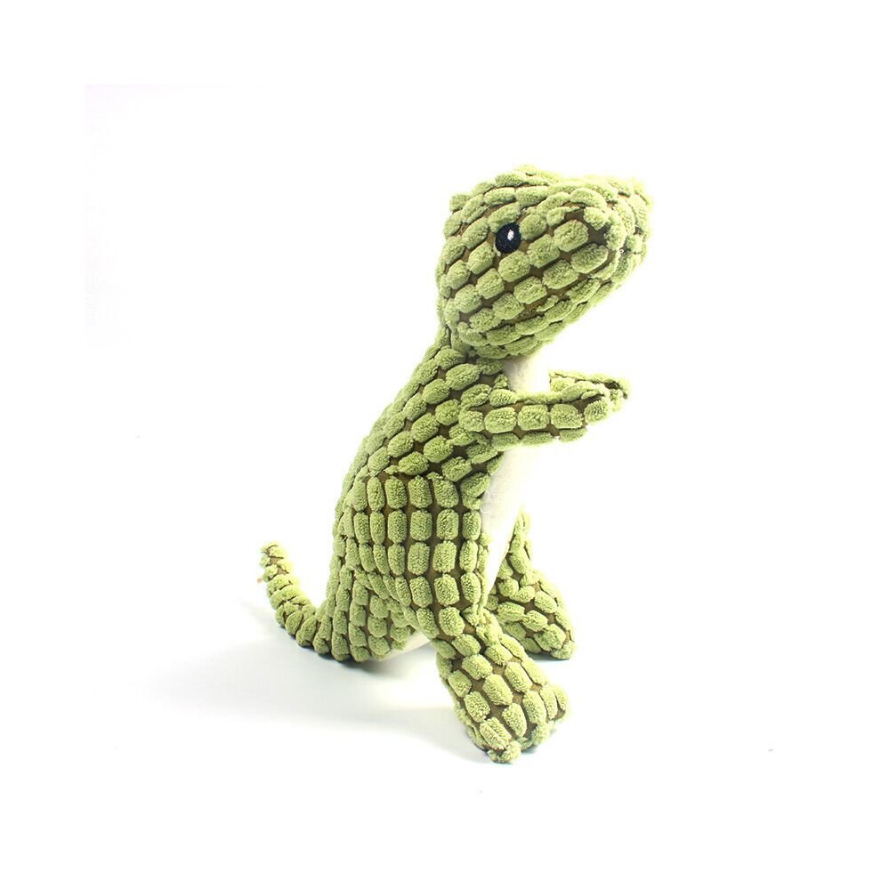 (Green) Dinosaur Pet Dog Chew Play Squeaker Plush Sound Toy
