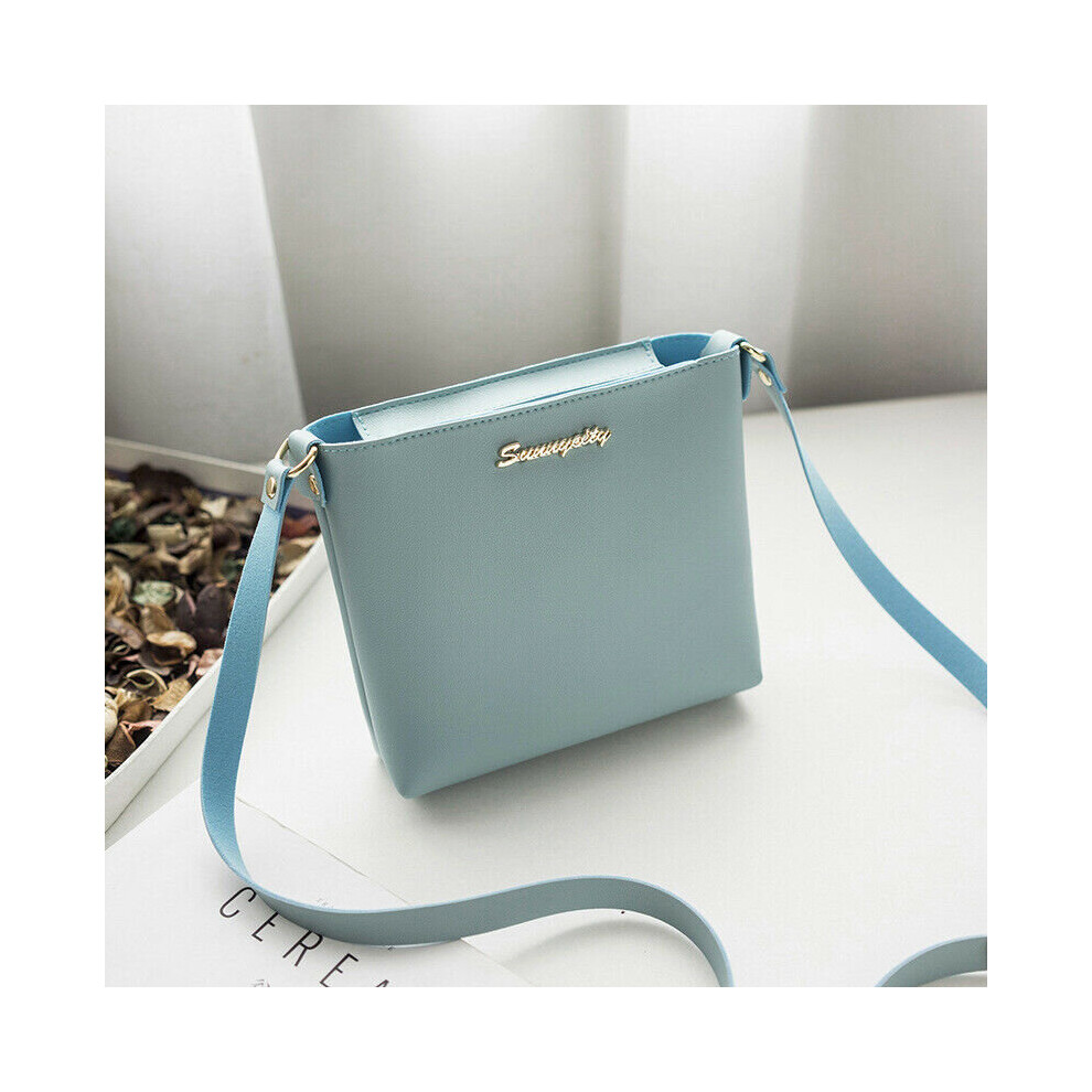 (Blue) Ladies Leather Shoulder Bag Tote Purse Satchel