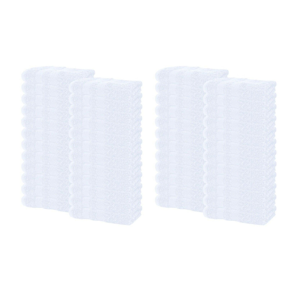 (White, Pack of 48) 48x Face Washcloths Flannels Soft Cotton Face cloths