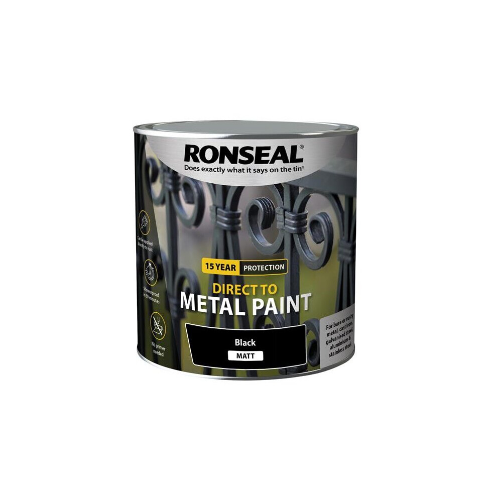 Ronseal Direct To Metal Paint Black Matt 2.5 Litre 39214