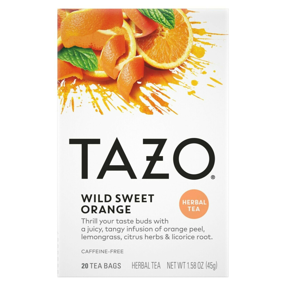 Tazo Wild Sweet Orange, 20 Tea Bags Herbal Tea, 1 Box Individual Bags