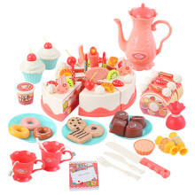 Childrens Tea Party Pretend Playset - Birthday Cake Decorating Set with Candlelight, Desserts, Teapot & Accessories