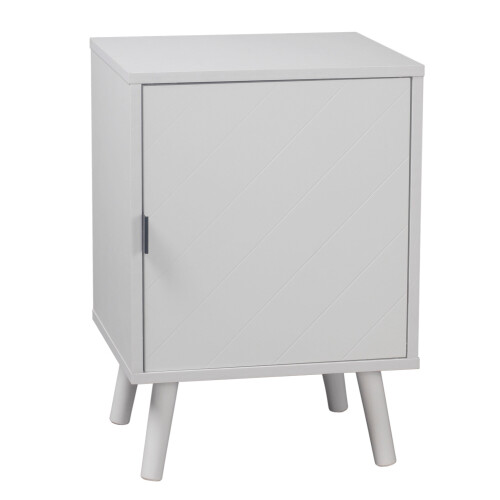 (White/White) Hanover 1 Door Modern Lined Wooden Bedside Table 2