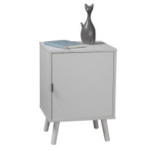(White/White) Hanover 1 Door Modern Lined Wooden Bedside Table