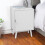 (White/White) Hanover 1 Door Modern Lined Wooden Bedside Table 2