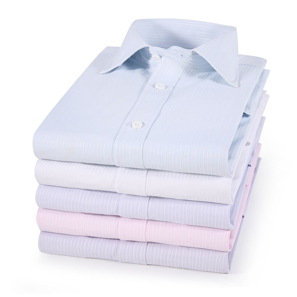 (Light Blue, 20 inches) Janeo British Apparel Mens Shirts, Business Formal Dress Office Wedding. The CANTERBURY Self Stripe Shirt. Double Cuff