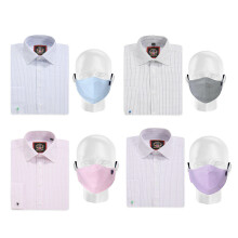 (Purple (Shirt Only), 21 inches) Mens Formal Shirts, The HAMPTON Check, Double Cuff