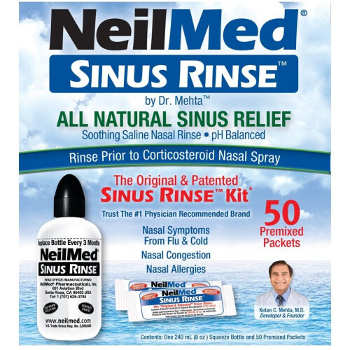 NeilMed Original Sinus Rinse Kit with 60 Premixed Sachets
