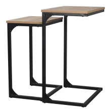 (Oak) Seville Wood Metal Frame Nesting Coffee End Table