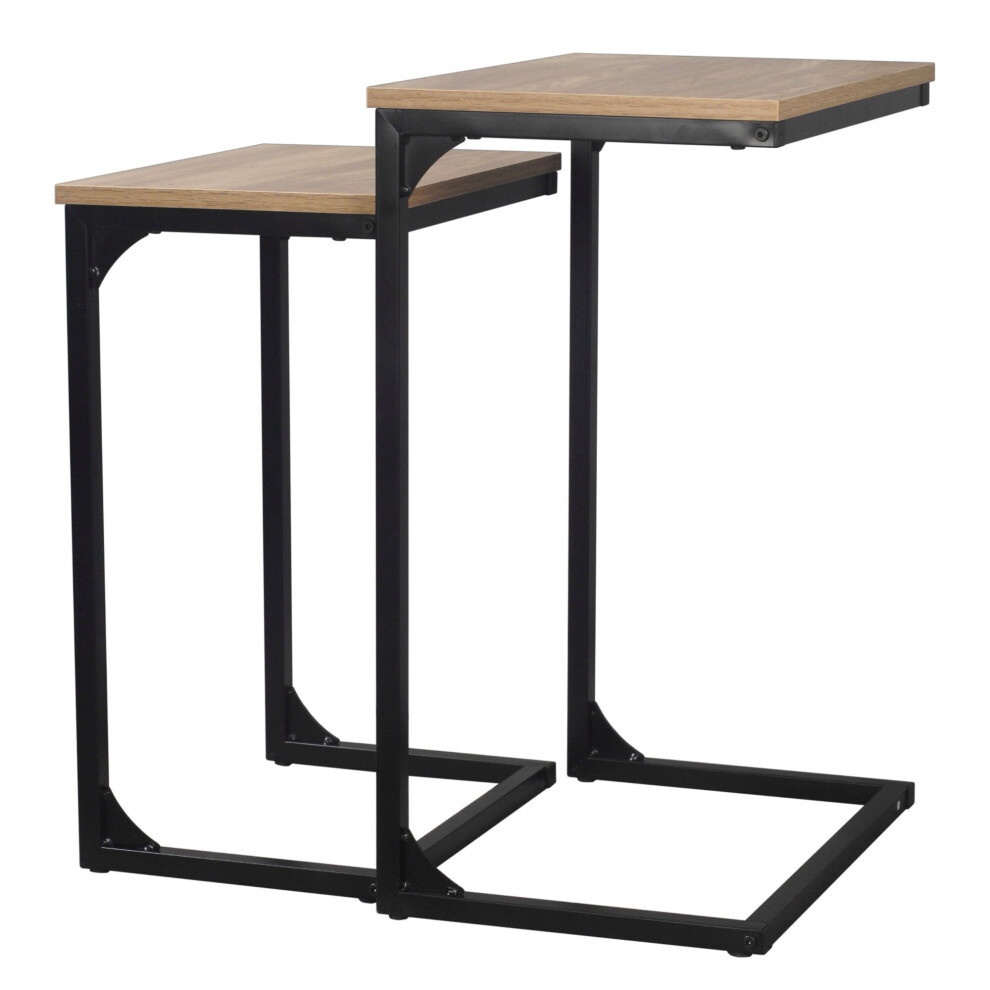 (Oak) Seville Wood Metal Frame Nesting Coffee End Table