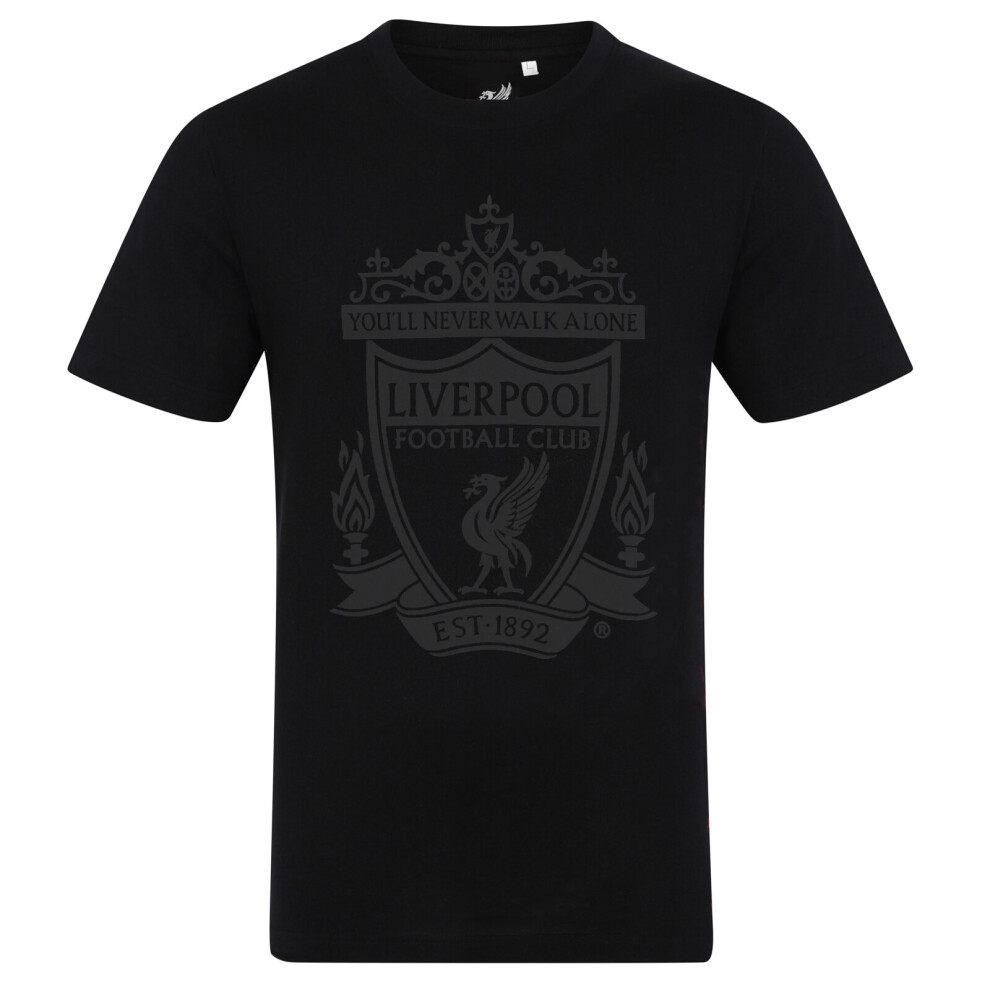 (Black, Small) Liverpool FC Mens T-Shirt YNWA Crest Graphic OFFICIAL Football Gift