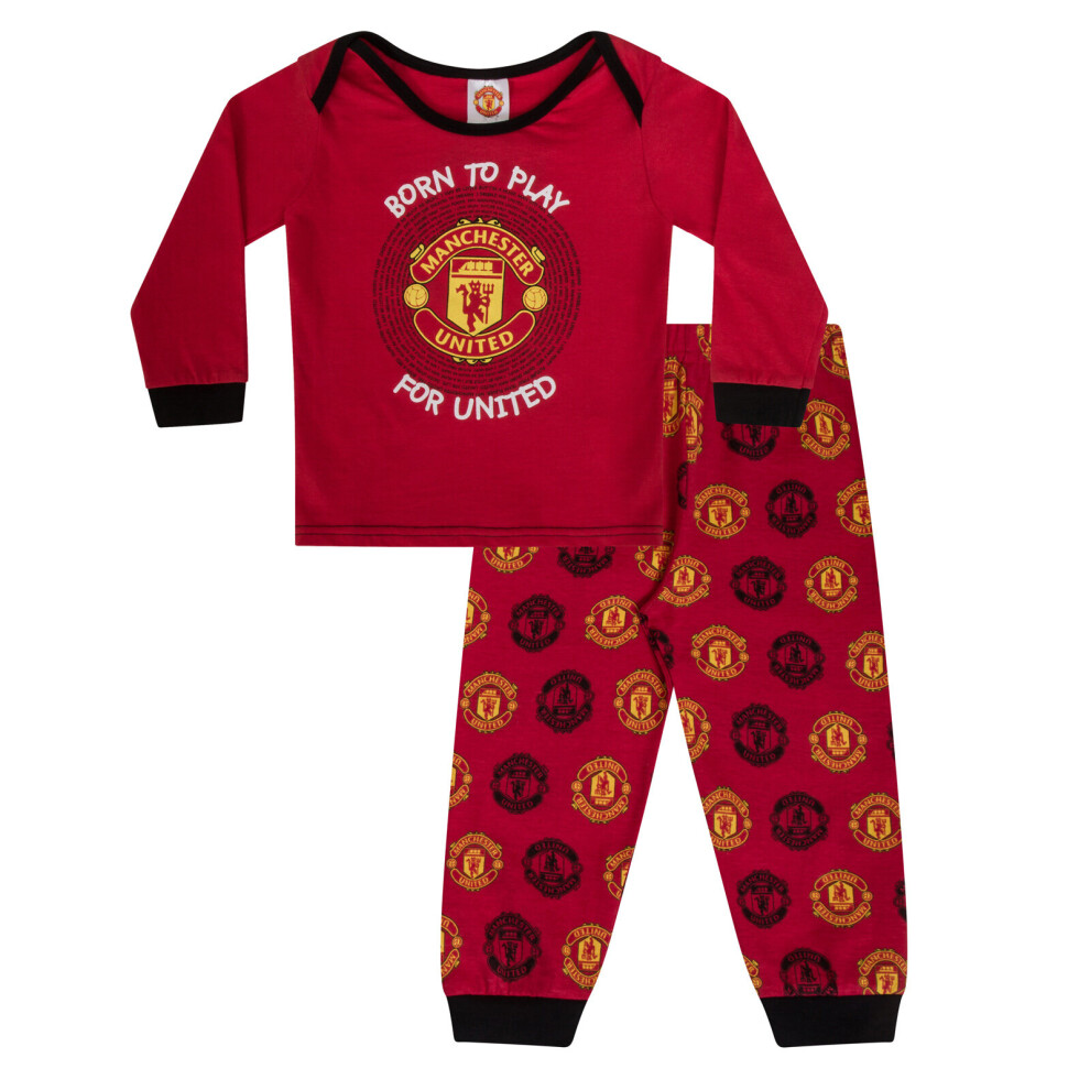 (Red, 18-24 Months) Manchester United Baby Pyjamas Long Boys Kids Official Football Gift