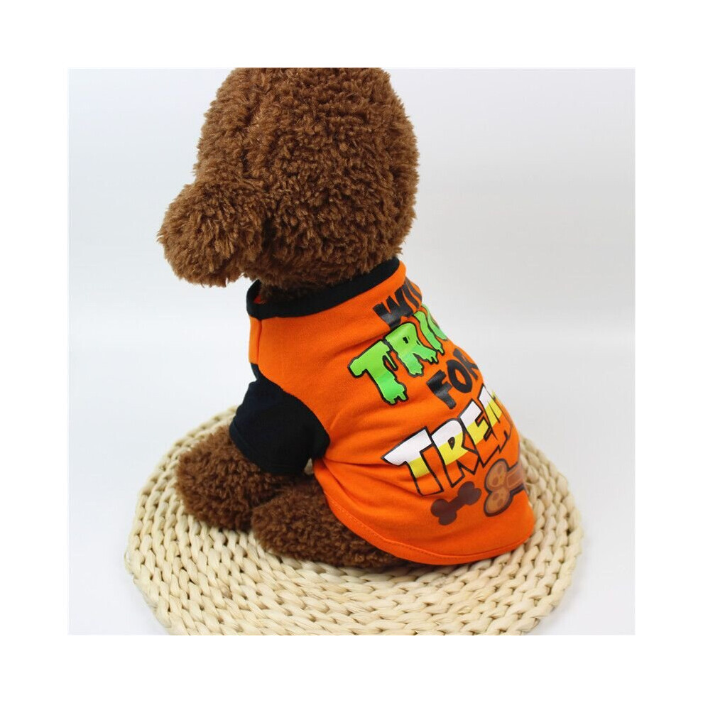 (Orange, L) Pet Dog Clothes Cartoon Cat T-shirt Halloween Costume