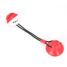 (Red) Floor Suction Cup Dog Toy Ball Pet Molar Bite Toys