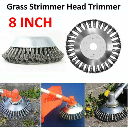 8 Inch Grass Strimmer Head Trimmer Brush Solid Steel Wire Wheel Garden