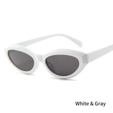 (White&Gray) Retro Vintage Small Frame Oval Sunglasses UV400