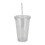 Clear Double Walled Cup with Lid and Straw Drinks Insulated 500ml 12