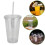 Clear Double Walled Cup with Lid and Straw Drinks Insulated 500ml 1