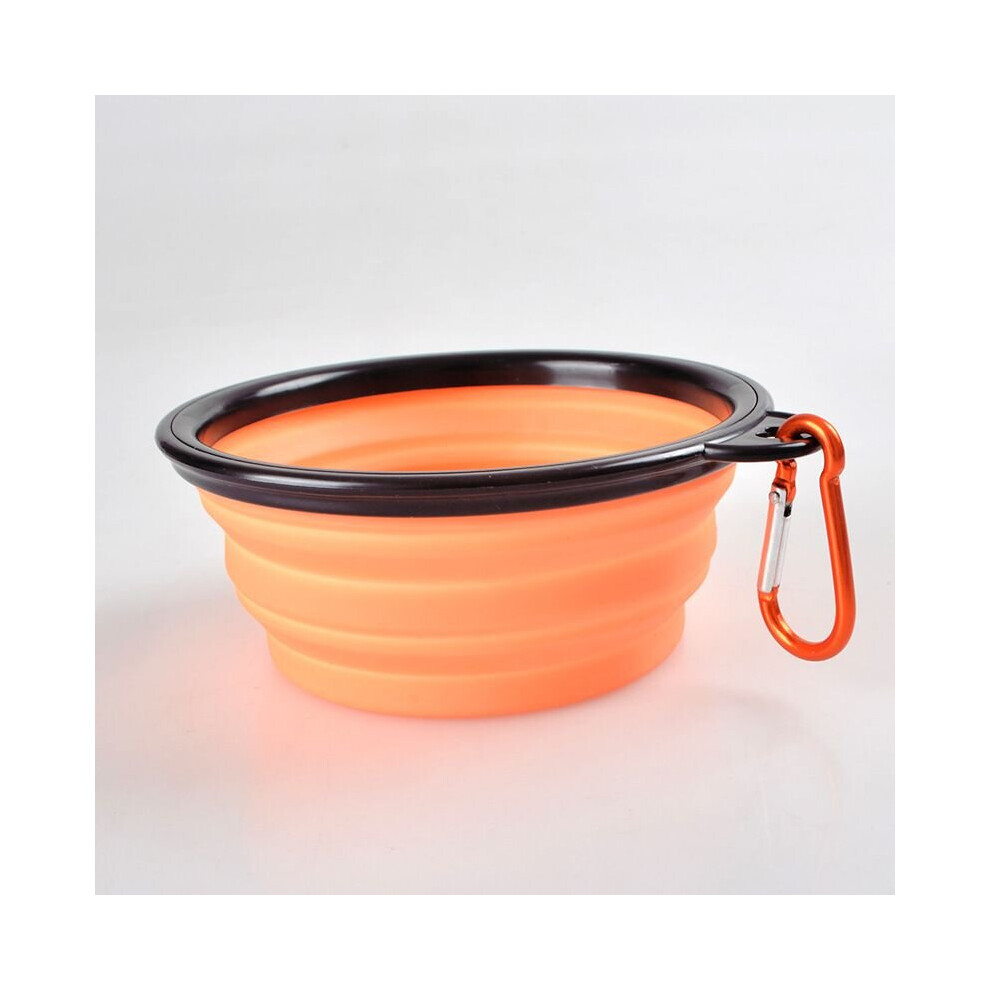(Orange) Dog Pet Portable Water Feeding Collapsible Bowl Orange