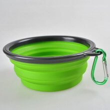 (Green) Dog Pet Portable Water Feeding Collapsible Bowl