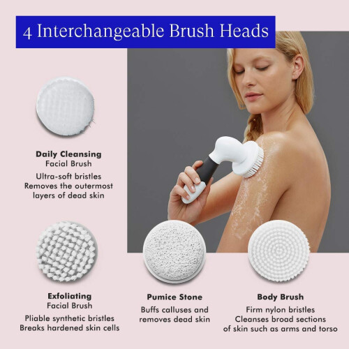 Spin Body Brush Complete Face & Body Scrub Spin Brush, Pink 2