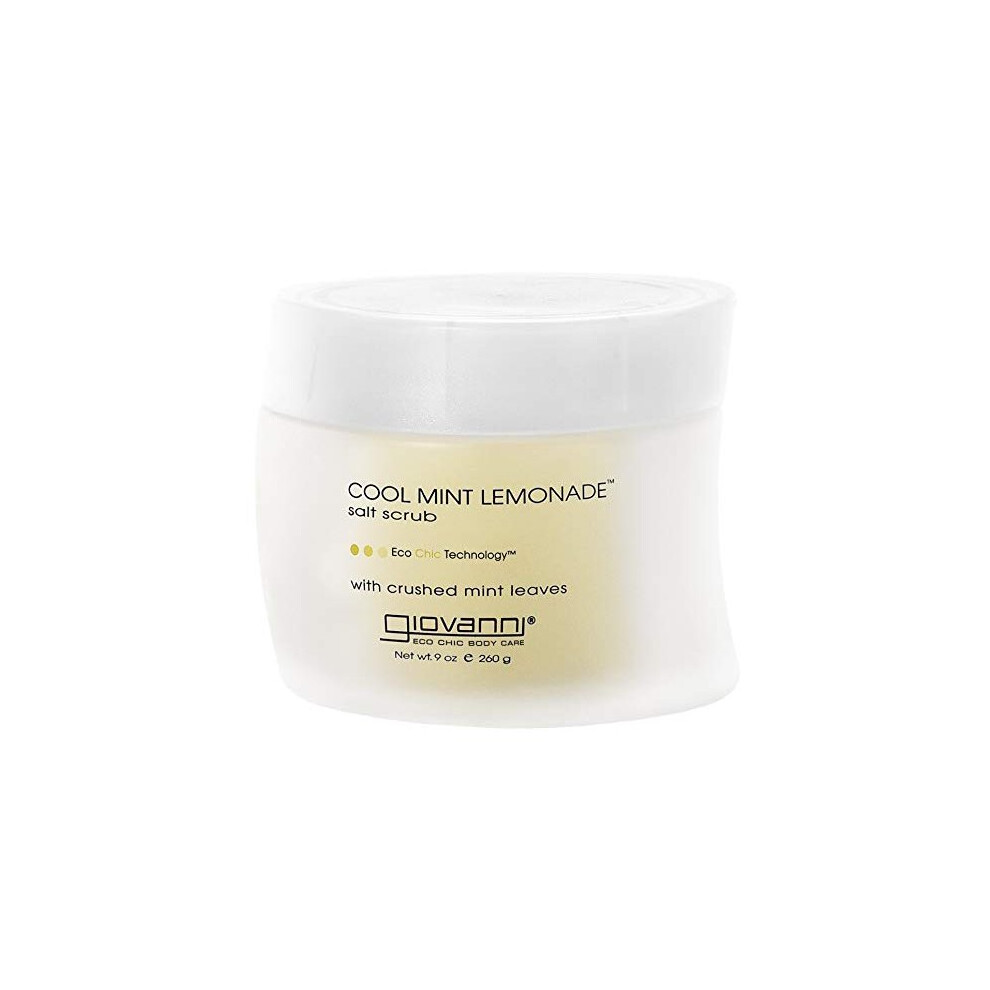 GIOVANNI Cool Mint Lemonade Salt Scrub, 9 oz. Gentle Body Exfoliant With Crushed Mint Leaves, Essential Oils, Peppermint, Aloe, Vitamin E (Pack of 1)