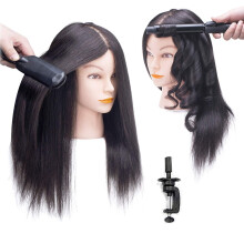 SOPHIRE 100% Real Hair Mannequin Head with Stand, Hairdressers' Practice Training Head and Cosmotology Doll Head for Hairstyling and Braid - Natural B